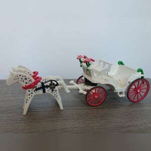 Vintage Playmobil 5601 Victorian Horse Drawn Wedding Carriage w/2 Horses